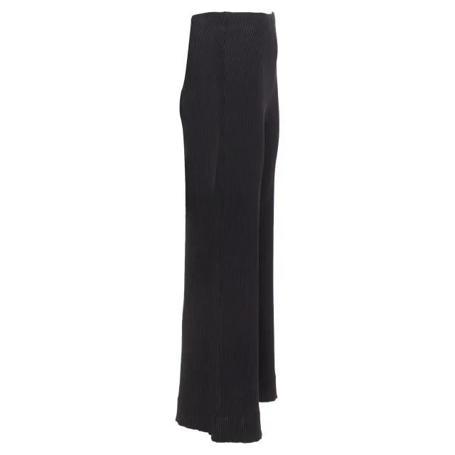 Balenciaga viscose blend ribbed wide leg cropped pants in black, photo 4 of 6 from ShopSimon
