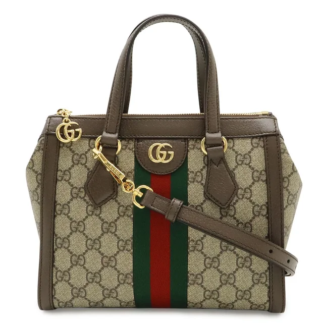 Gucci Ophidia GG Supreme Small Tote 2-Way Shoulder Bag Leather Beige Mocha Brown in Brown Leather from The Reluxe