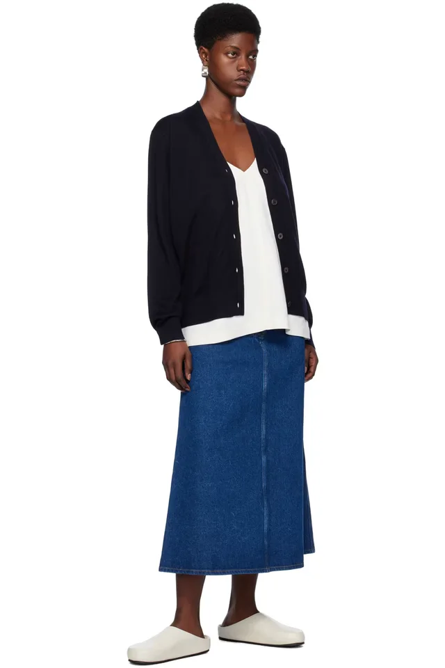 Studio Nicholson Indigo A-Line Denim Maxi Skirt, photo 4 of 4 from SSENSE