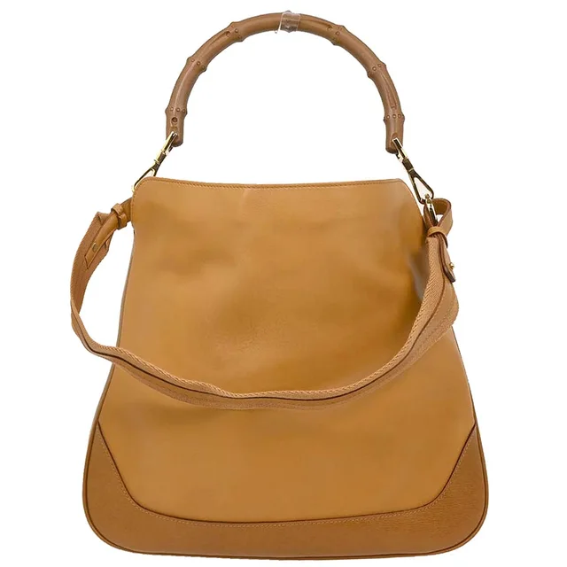 Gucci Brown Leather Bamboo 2way Shoulder Handbag in Brown Leather from AMORE Vintage Tokyo
