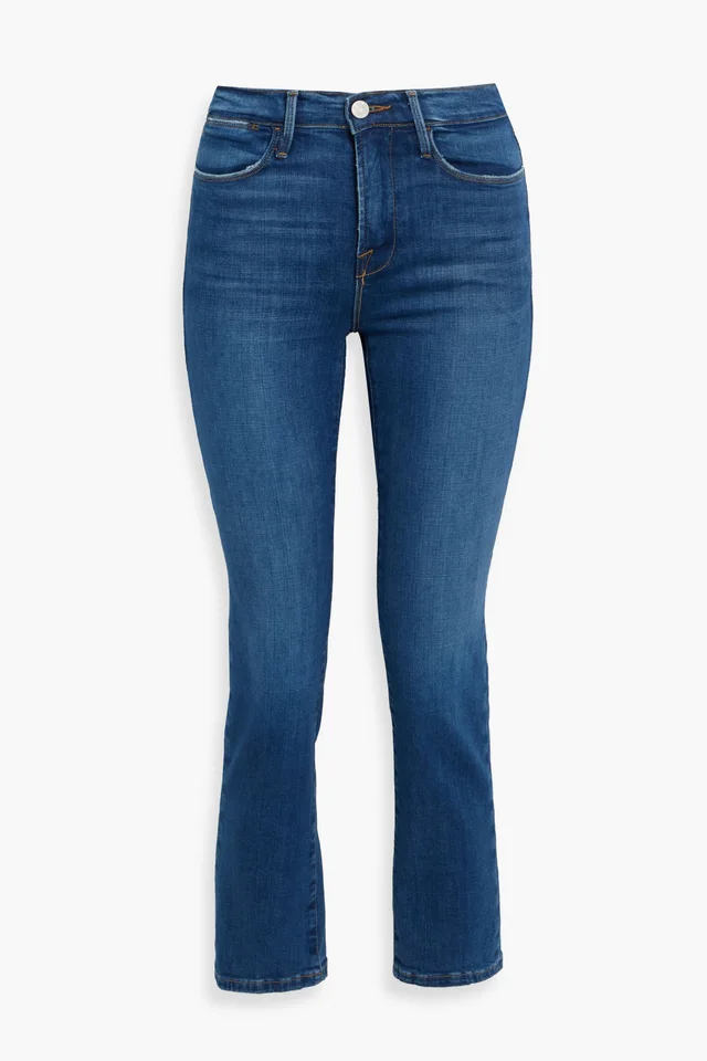 Frame Le High Straight Distressed Mid-Rise Straight-Leg Jeans in Blue from THE OUTNET, photo 1 of 1