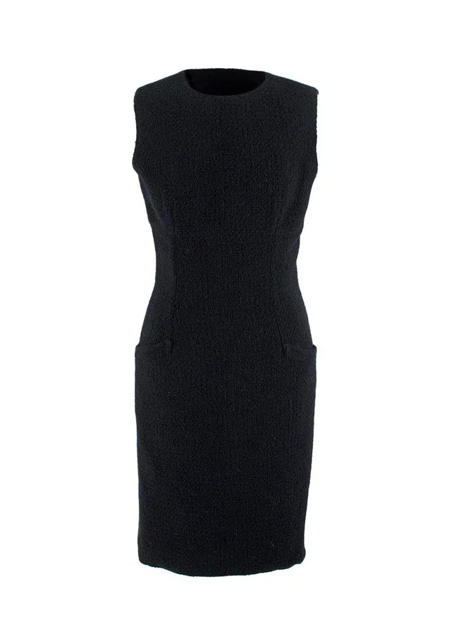 Valentino Garavani Black Boucle Midi Dress in Black Wool from HEWI