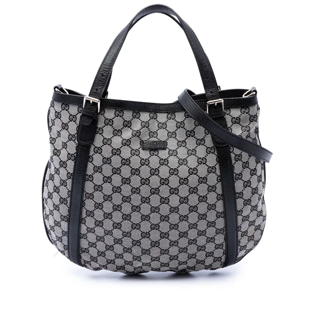 Black Gucci GG Canvas Satchel in Black Canvas from Designer Revival