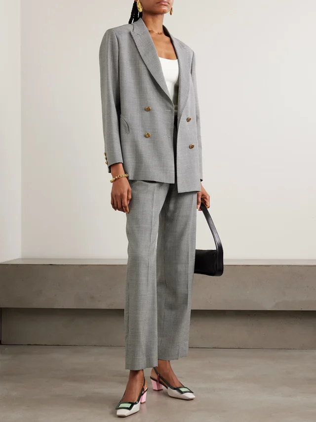BLAZÉ MILANO Regal Nightbreak double-breasted houndstooth wool blazer in Grey, photo 2 of 2 from NET-A-PORTER (Canada)