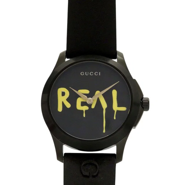 Gucci G-Timeless Ghost 126.4 SS Rubber Black Quartz Watch Dial in Black from The Reluxe