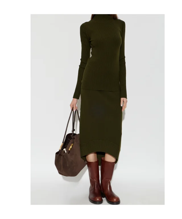 Victoria Beckham Ribbed Asymmetric Knitted Skirt, photo 3 of 4 from SENSER