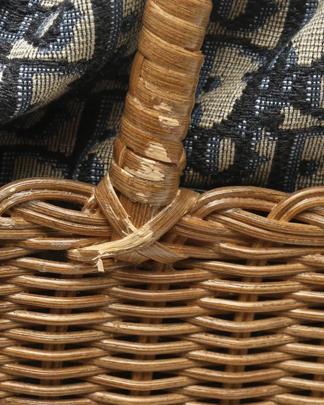Dior Large Oblique Jacquard Wicker Basket Bag in Raffia from A Retro Tale, photo 7 of 12