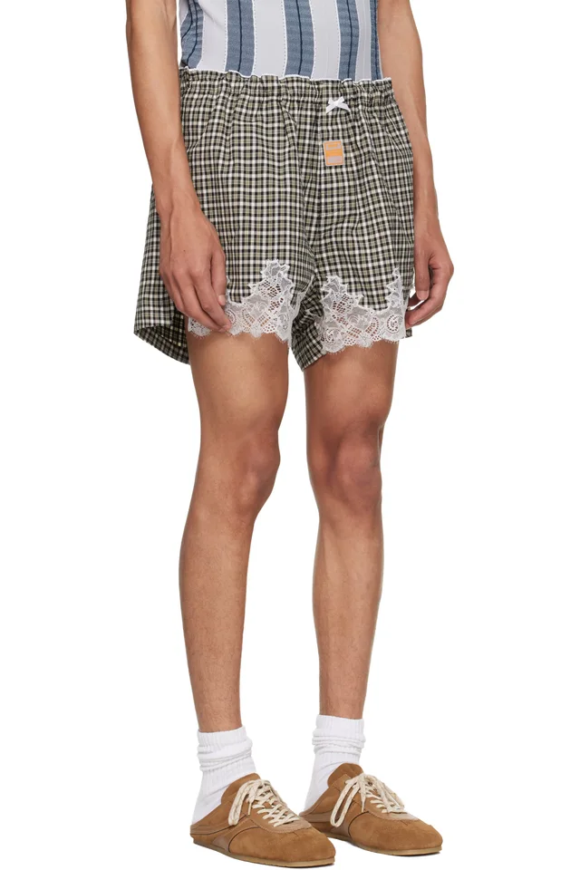 Martine Rose Khaki & Black French Knicker Shorts, photo 2 of 4 from SSENSE