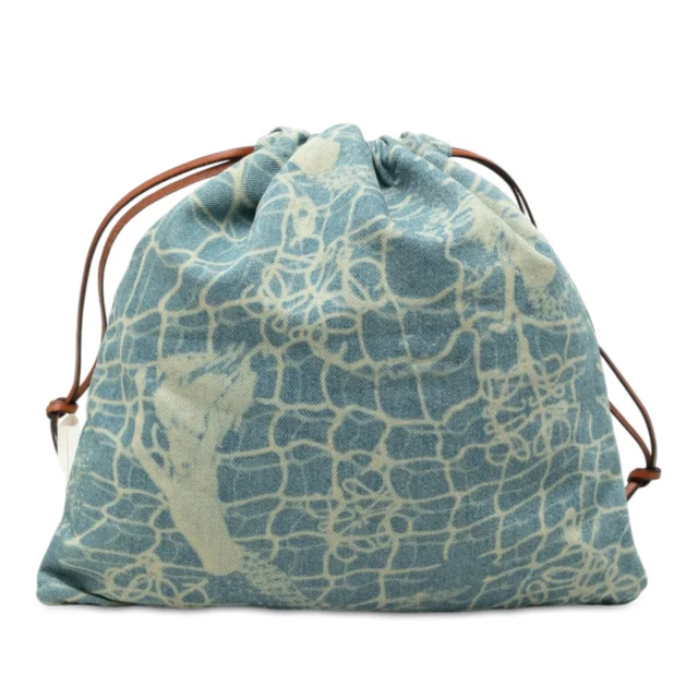 Blue LOEWE Paulas Ibiza Mermaid Denim Drawstring Bag in Blue Denim from Designer Revival