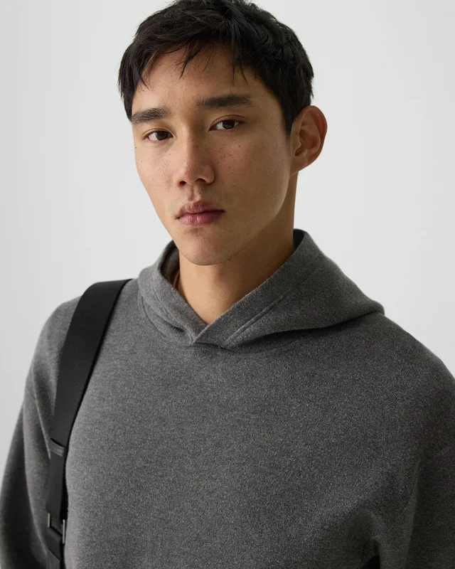 Theory Relaxed Hoodie in Light Bilen in MEDIUM GREY 62% Viscose, 38% Polyester; Exclusive Of Elastic, photo 4 of 14 from Theory
