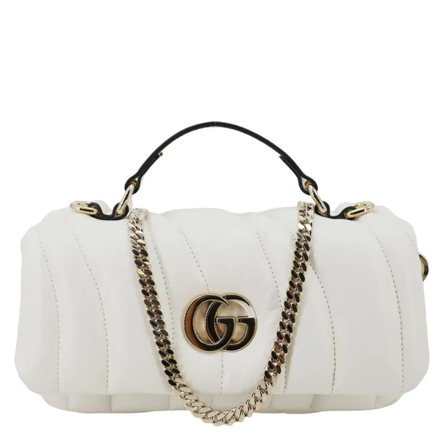 Gucci GG Milano Mini Leather Top Handle Shoulder Bag Off White 806017 in White Leather from Dallas Designer Handbags