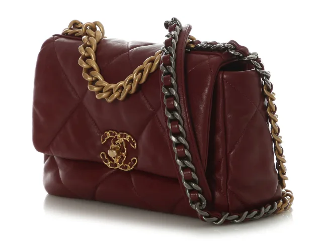 Chanel Medium Burgundy Quilted Leather 19 Flap in Burgundy Leather from Ann's Fabulous Finds, photo 3 of 9