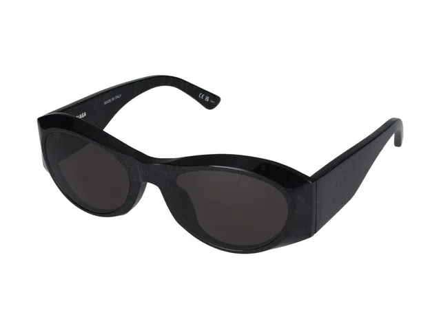 Balenciaga Bb0396sk Acetate Oval Sunglasses — Black in Black from HEWI