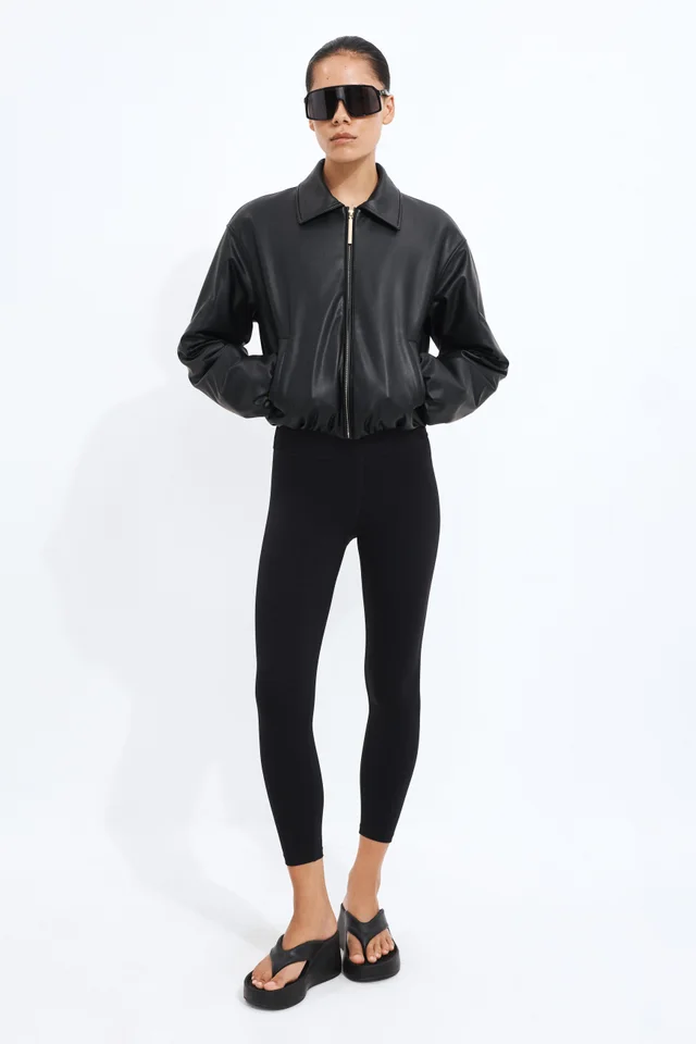 Athletica Vegan Leather Bomber Jacket in Black from Aje, photo 1 of 1