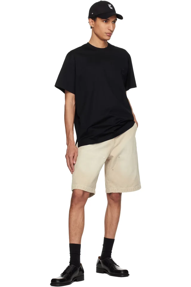 WOOYOUNGMI Black Cotton Back Logo T-shirt, photo 4 of 4 from SSENSE