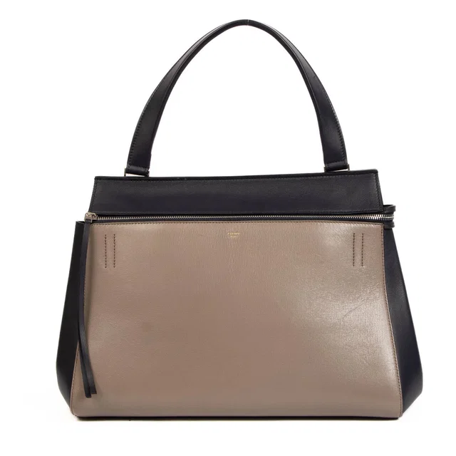 Celine Bicolor Leather Edge Large Top Handle Bag in Leather from Labellov