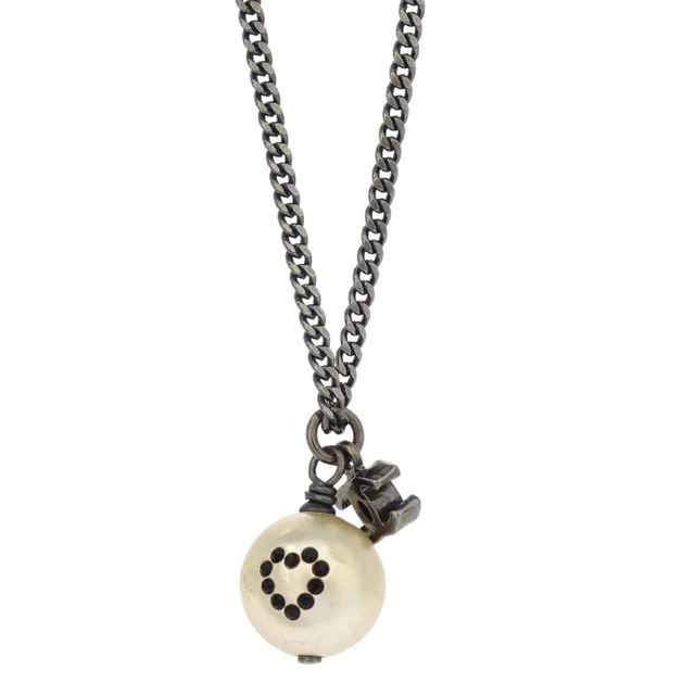 Chanel CC Necklace Pendant Silver Costume Pearl Rhinestone 08P in Silver from AMORE Vintage Tokyo