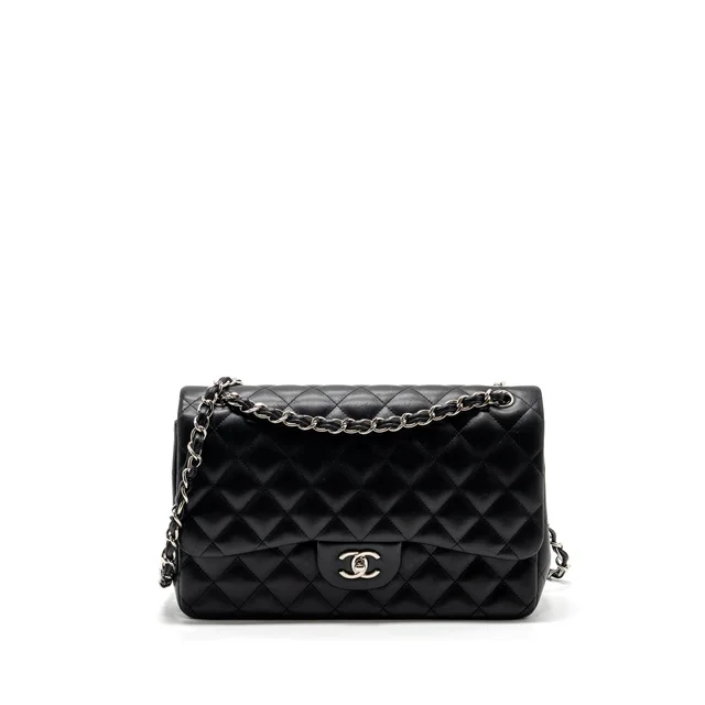 Chanel Jumbo Classic Double Flap Lambskin Black SHW in Black Lambskin from EMIER