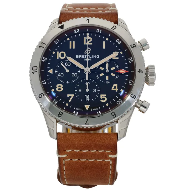 Breitling Super AVI AB0445 46mm Stainless Steel Watch in Leather from H&T