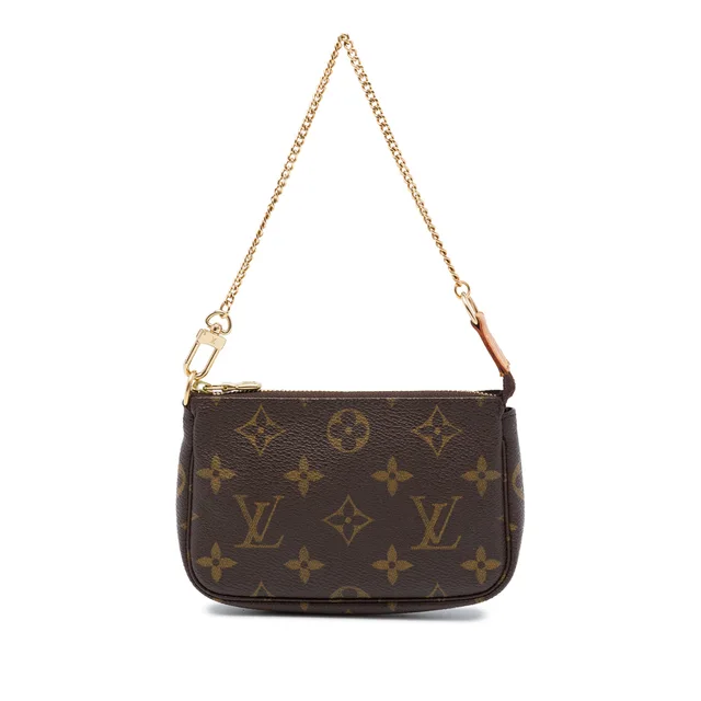 Brown Louis Vuitton Monogram Mini Pochette Accessoires Handbag in Brown Coated canvas from Designer Revival