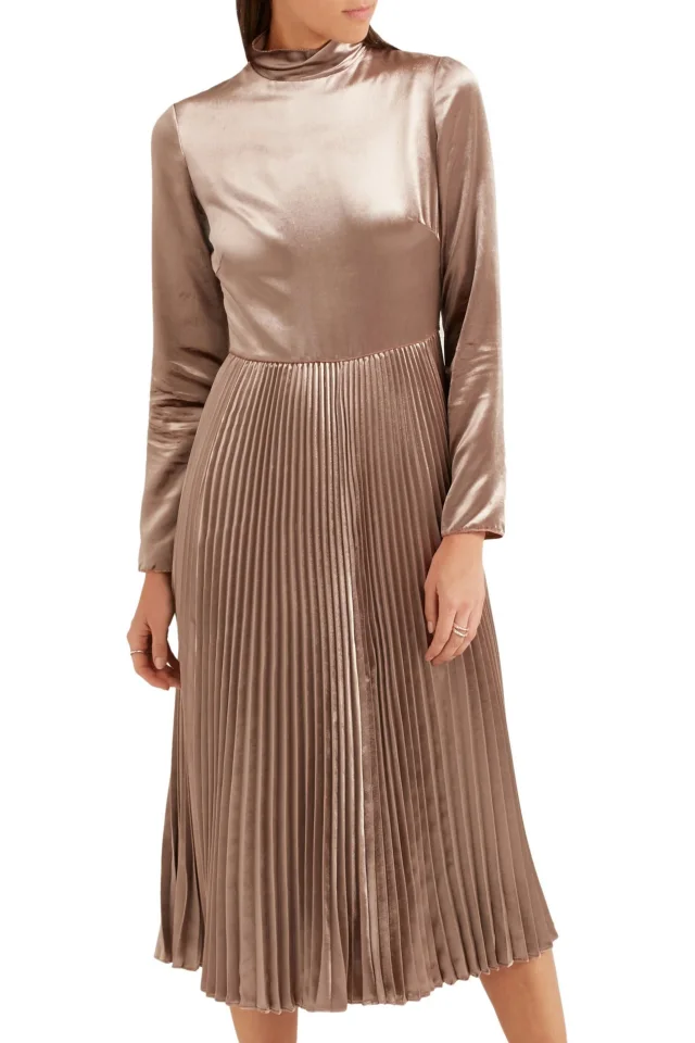 Valentino Garavani Pleated Velvet Turtleneck Midi Dress, photo 3 of 7 from THE OUTNET