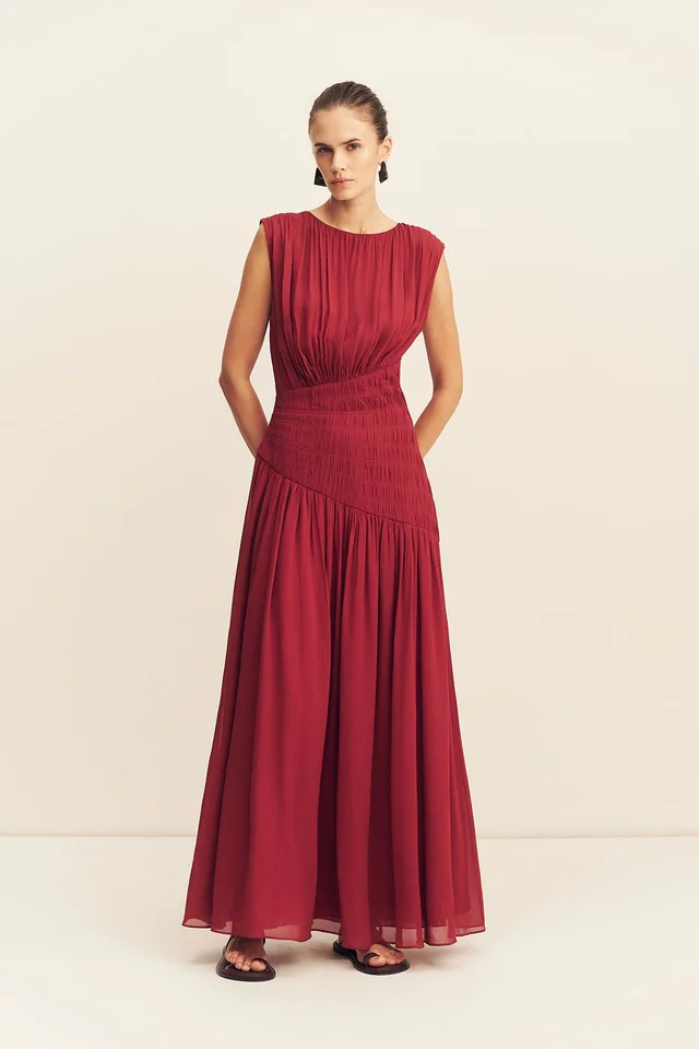 Shona Joy AMINA PANELLED RUCHED MAXI DRESS - SANGRIA from Shona Joy, photo 1 of 1