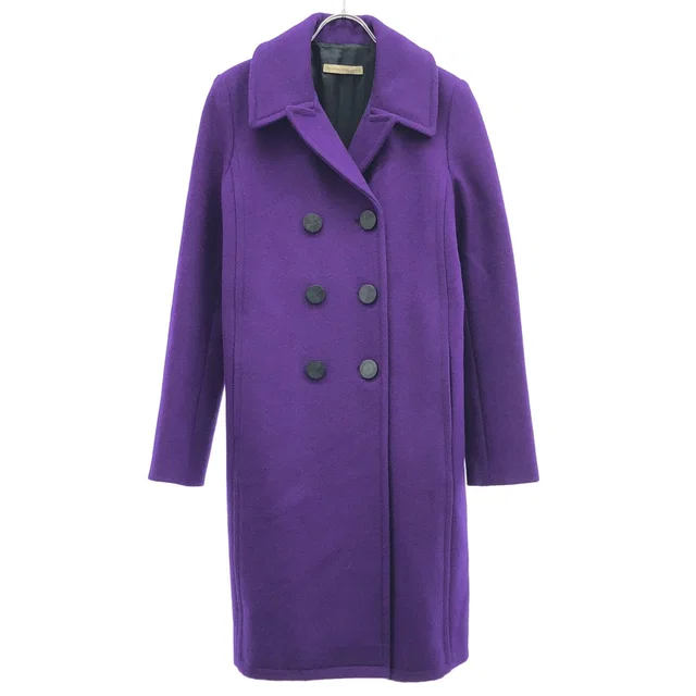 Balenciaga Melton Peacoat Purple 38 Coat in Purple Wool from The Reluxe