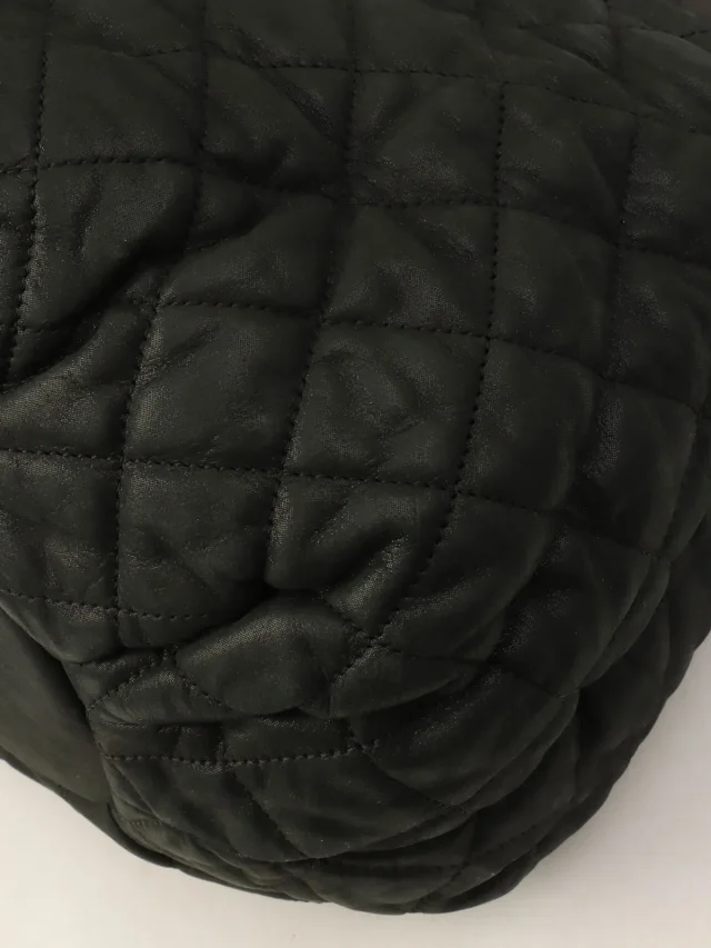 Chanel Circa 2011 In the Mix CC Mark 2-Way Bag Charcoal Grey/Dark Brown in Brown Calfskin from VINTAGE QOO TOKYO, photo 9 of 13