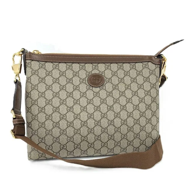Gucci Shoulder Bag Interlocking GG Supreme Coating Brown in Brown from The Reluxe