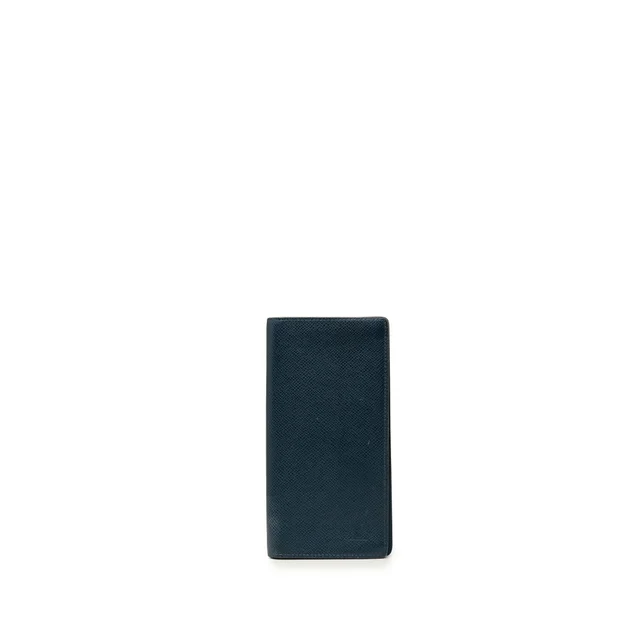 Blue Louis Vuitton Taiga Portefeuille Brazza Bifold Long Wallet in Blue Leather from Designer Revival, photo 1 of 1