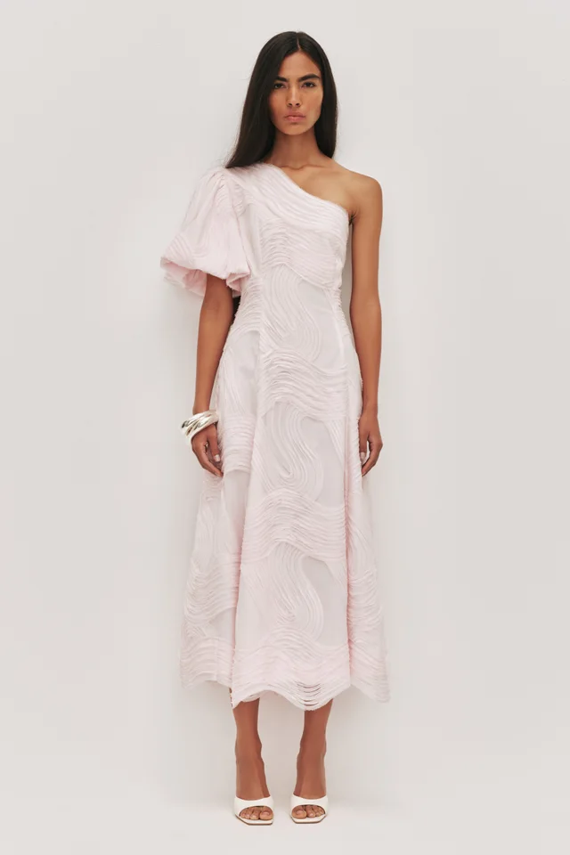 AJE Wave One Shoulder Dress in Pink from Aje, photo 1 of 1