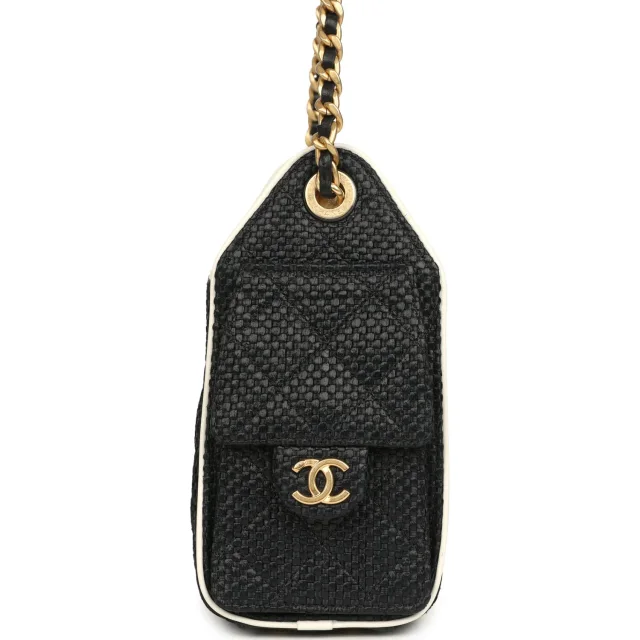 Chanel Mini 25 Hobo Bag Black Raffia and White Calfskin Antique Gold Hardware in Black Raffia from Madison Avenue Couture, photo 4 of 9