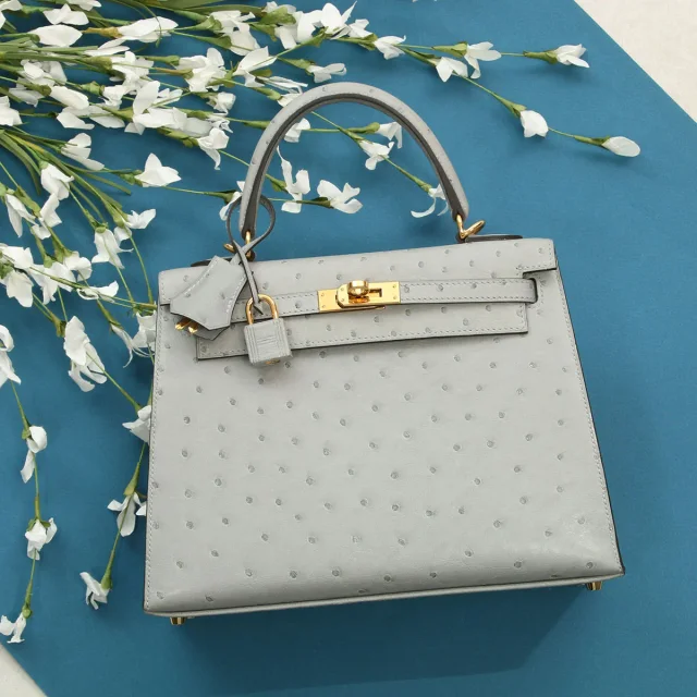 Hermès Bleu Glacier Ostrich Kelly 25 in Blue Ostrich from Ann's Fabulous Finds, photo 2 of 12