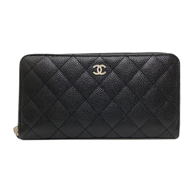 Chanel Quilted CC Logo Silver Wallet Gray Calfskin in Grey Calfskin from The Reluxe