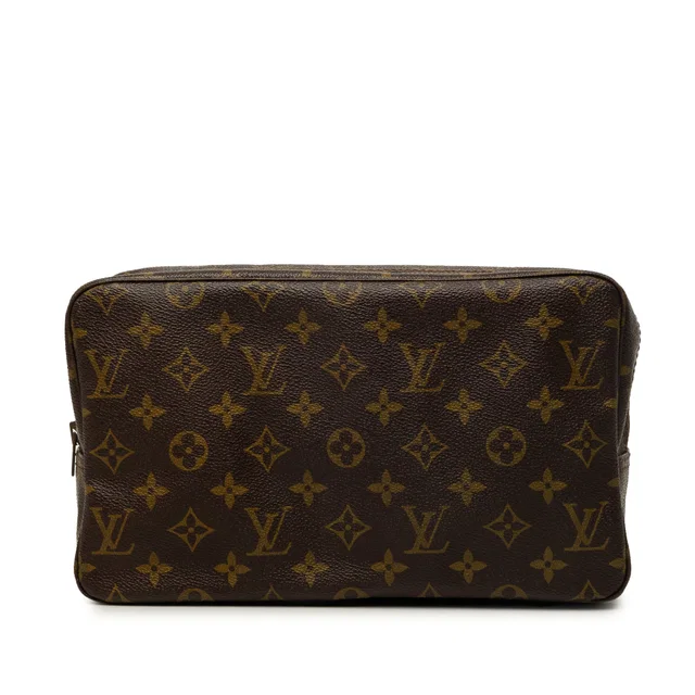 Brown Louis Vuitton Monogram Trousse Toilette 28 Clutch Bag in Brown Coated canvas from Designer Revival