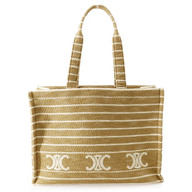 Celine Triomphe Tote Bag Gold/Ivory Canvas in White Canvas from GALLERY RARE