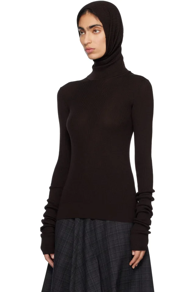 MARIE ADAM-LEENAERDT Brown Balaclava Sweater, photo 4 of 5 from SSENSE