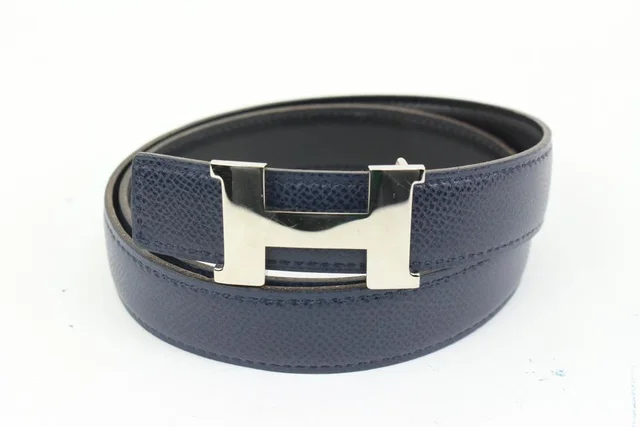 Hermès Navy x Black x Silver 24mm Reversible H Logo Belt Kit in Black from Bagriculture