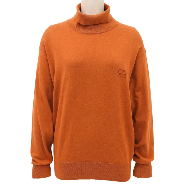 Dior Logo Embroidered Sweater, Size M, Orange in Orange from VINTAGE QOO TOKYO