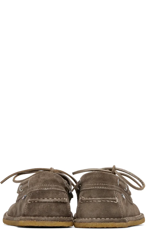 AMI Paris Taupe Suede Boat Shoes, photo 2 of 5 from SSENSE