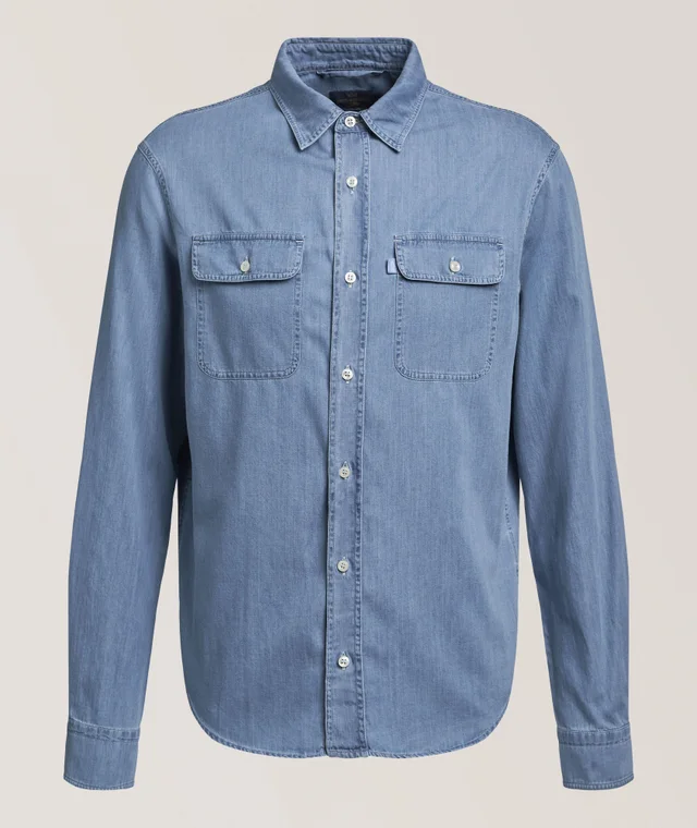 Paul & Shark X-Soft Giza Cotton Denim Overshirt in Blue Cotton & Cotton Blends from Harry Rosen, photo 1 of 1