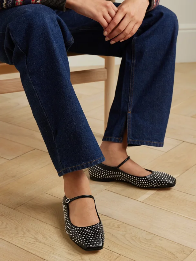 AEYDE Uma studded leather Mary Jane ballet flats in Black, photo 2 of 2 from NET-A-PORTER (Canada)