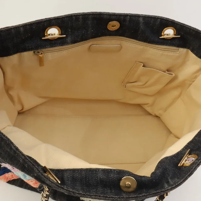 Chanel Circa 2005 Denim Night Flight Chain Tote Bag Indigo from VINTAGE QOO TOKYO, photo 5 of 12