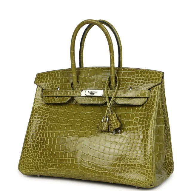 Hermès Birkin 35 Vert Anis Shiny Porosus Crocodile Palladium Hardware in Green Exotic from Madison Avenue Couture, photo 5 of 9