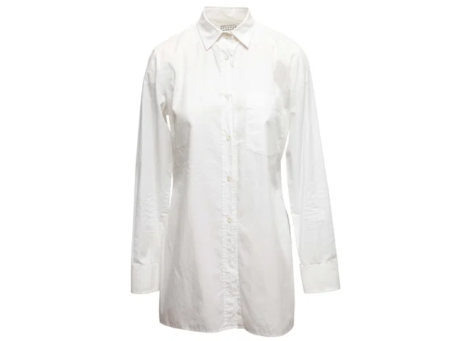White Maison Margiela Long Sleeve Button-Up Top Size IT 42 in White from Designer Revival