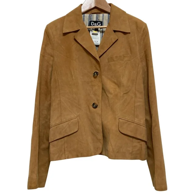 Dolce & Gabbana Suede Leather Tailored Jacket 44 Camel in Brown Suede from The Reluxe