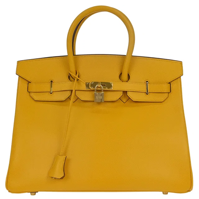 Hermès Jaune Courchevel Birkin 35 Handbag in Yellow from AMORE Vintage Tokyo