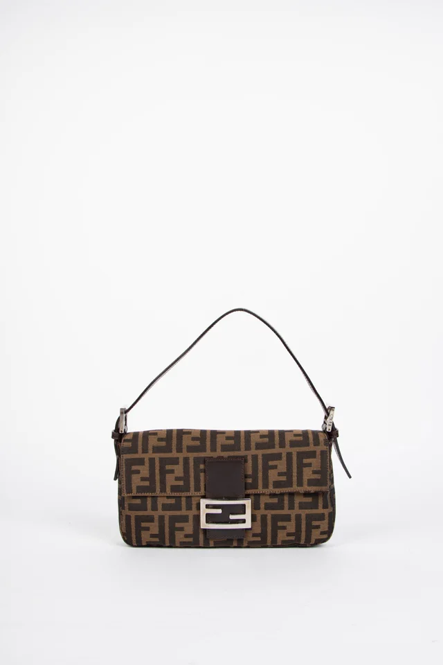 90s Fendi Zucca Monogram Baguette Shoulder Bag in Canvas from Break Archive