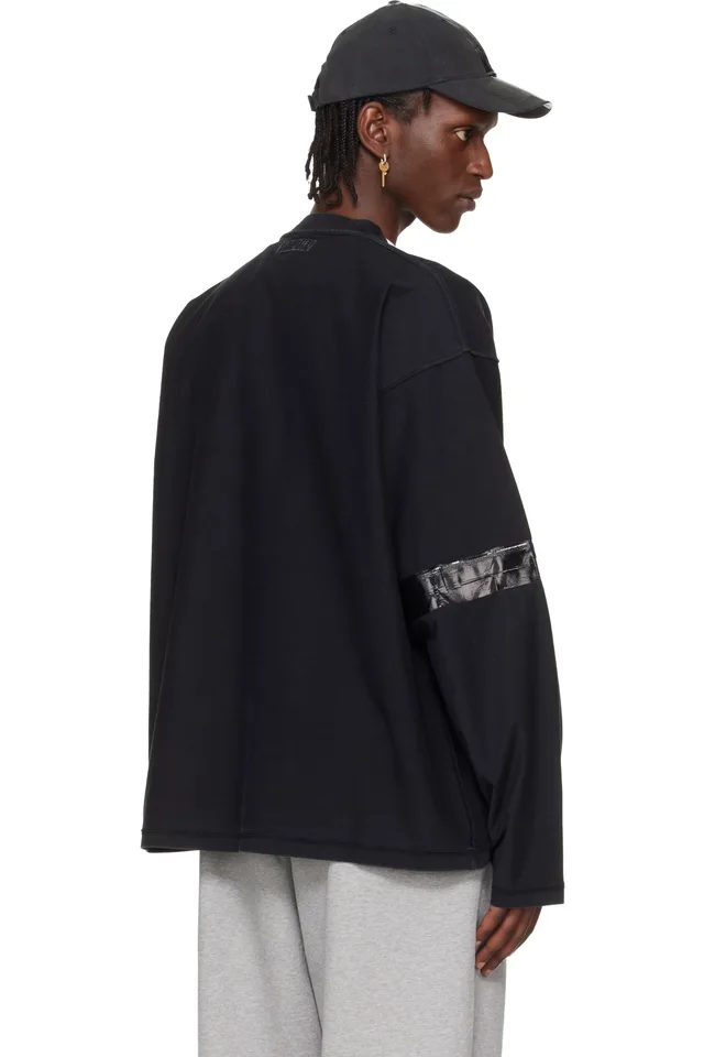 VETEMENTS Black Taped Reconstructed Longsleeve T-shirt, photo 3 of 4 from SSENSE