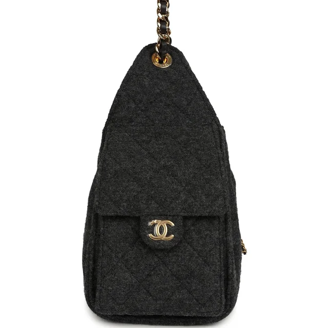 Chanel Small 25 Hobo Bag Dark Grey Wool Felt Gold Hardware in Grey Wool from Madison Avenue Couture, photo 2 of 2